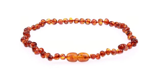 Safe amber teething sales necklace