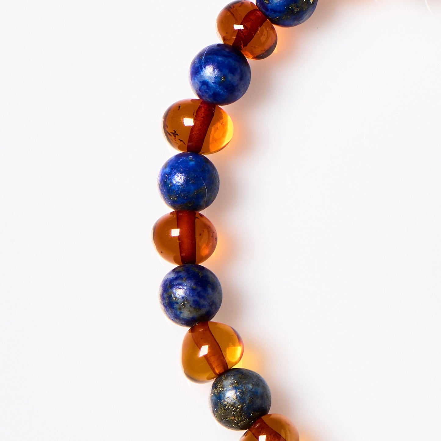 Baltic Amber & Gemstone Bracelet - Cognac + Lapis Lazuli - Adult
