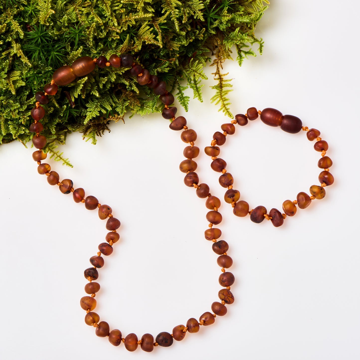 Children's Necklace + Bracelet Set - Raw Cognac Amber