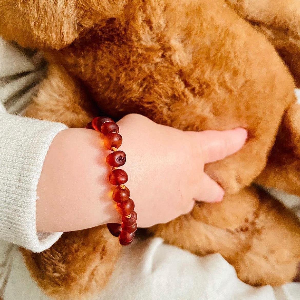 Baltic Amber Bracelet or Anklet - Raw Cognac - Children's