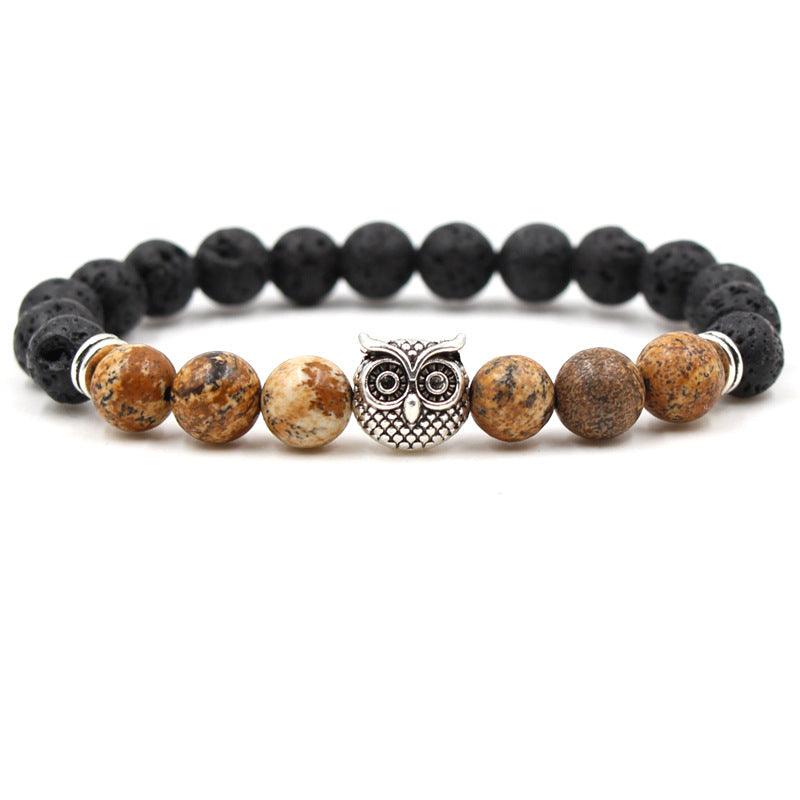 Volcanic Rock Lava Bead Bracelet - Yellow Jasper Healing Stones (7.5")