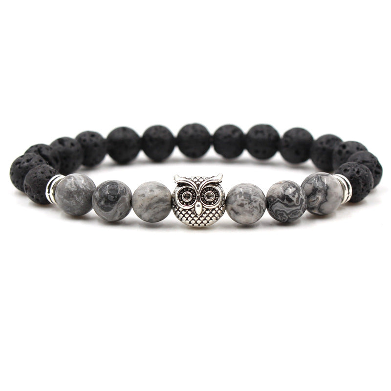 Volcanic Rock Lava Bead Bracelet - Grey Serenity Healing Stones (7.5")