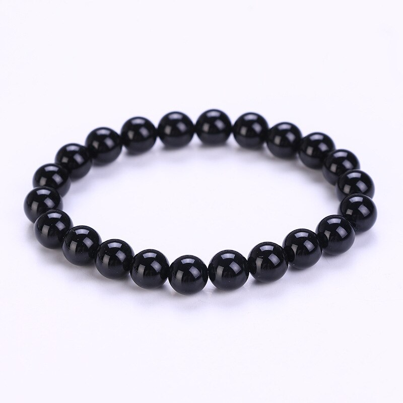 Natural Healing Stone Bracelets - Black Agate Precious Gemstone (7.5")