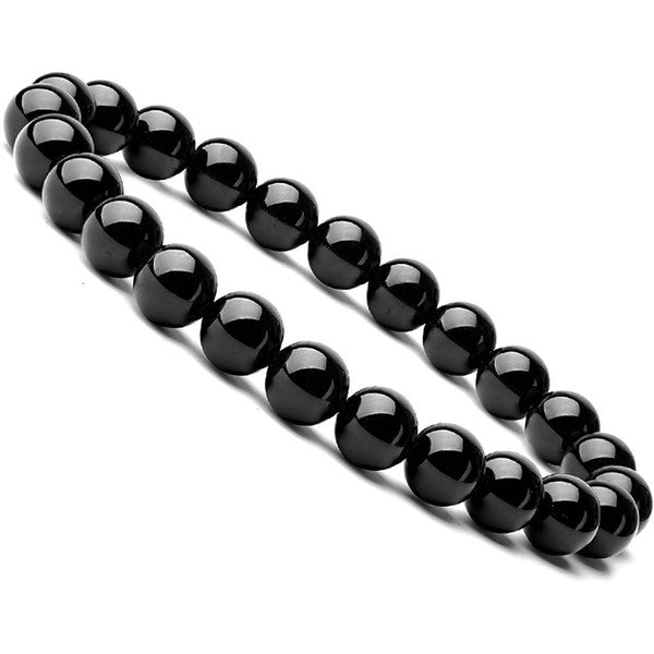 Natural Healing Stone Bracelets - Black Agate Precious Gemstone (7.5")