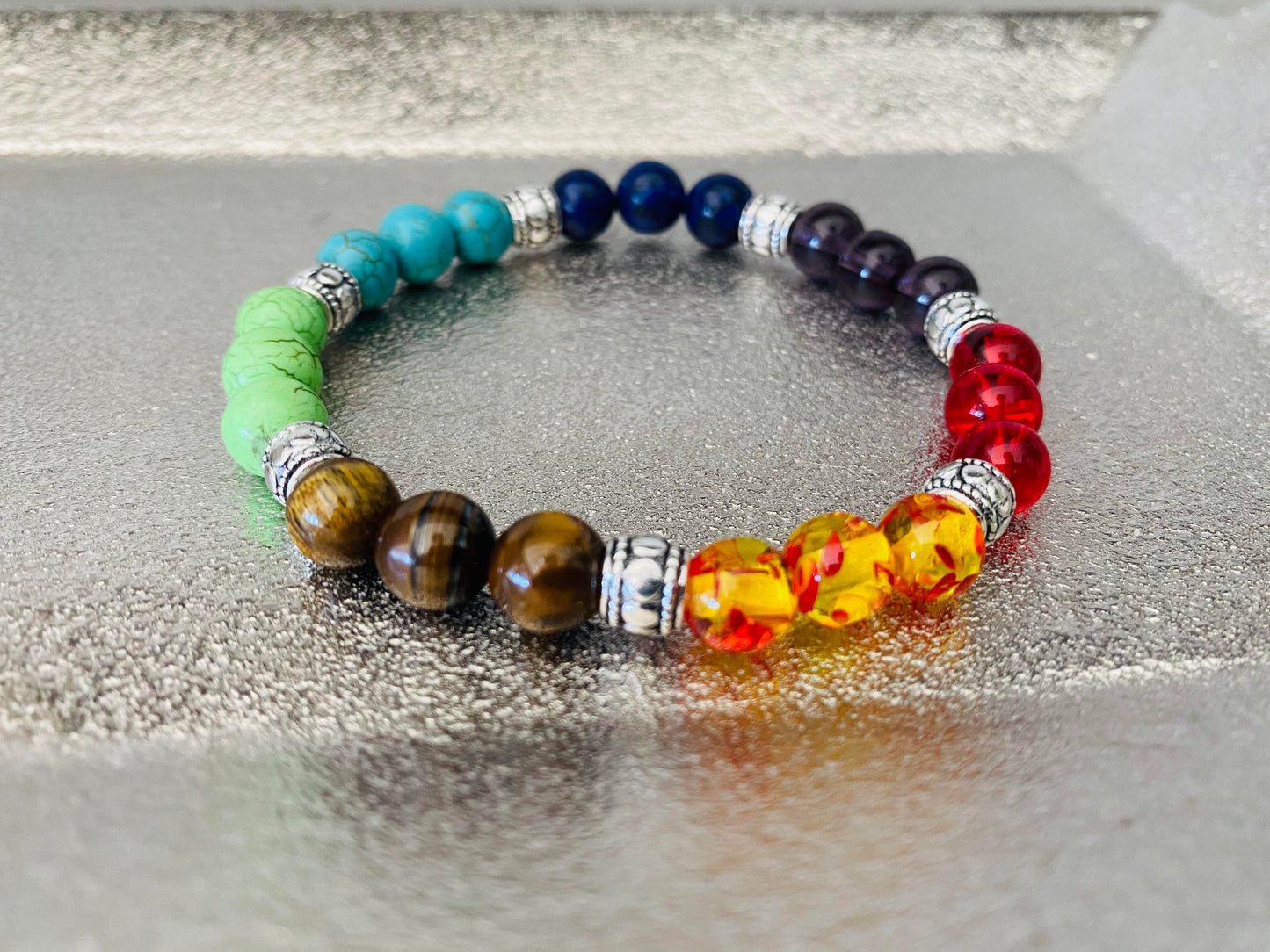 7 Chakra Healing Stone Bracelet - Harmony For The Mind, Body & Spirit (7.5")