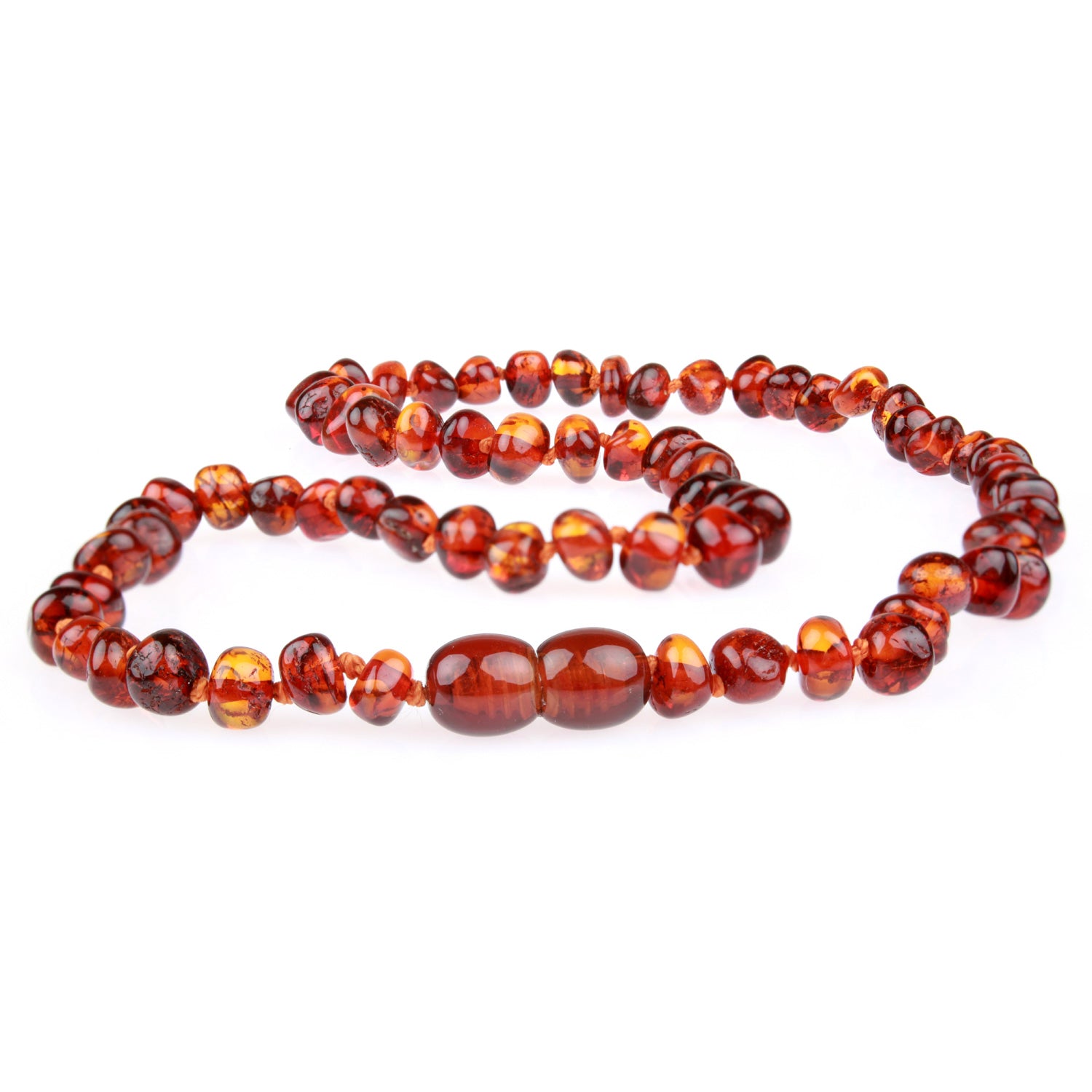 Adult Amber Necklace for Natural Pain Relief Polished Cognac