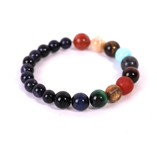 Galaxy Stone Bead Yoga Chakra Bracelet (7")