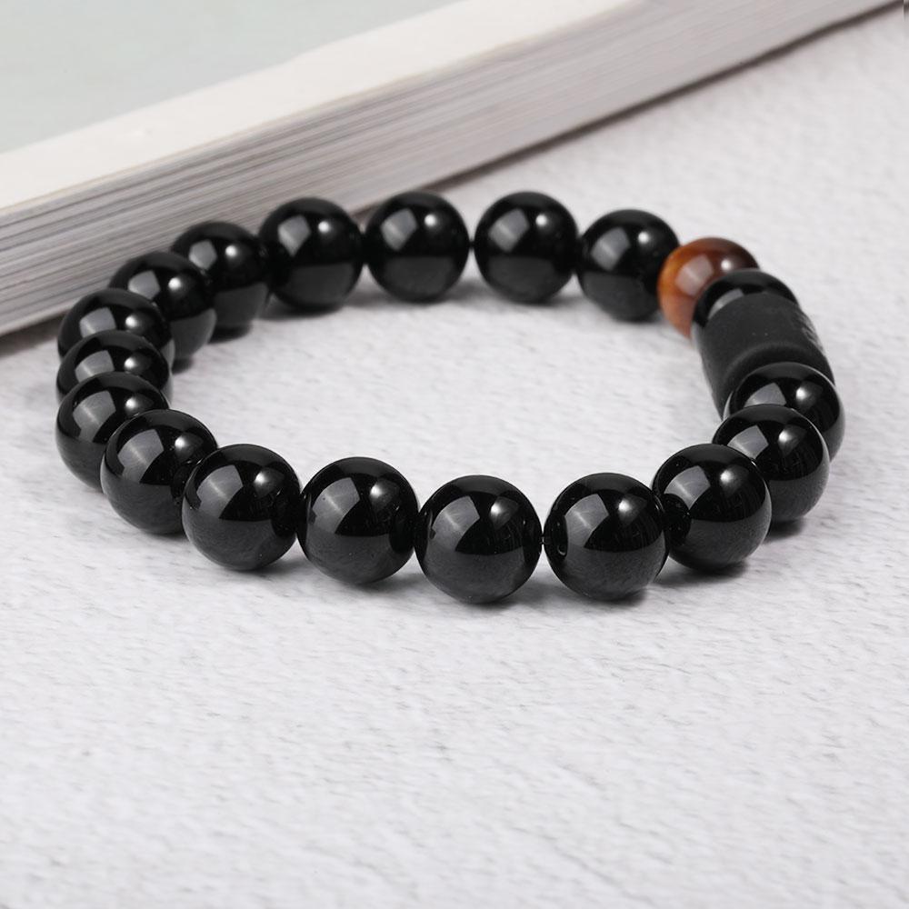 Libra Zodiac Bracelets - Black Onyx & Tiger Eye Stone - Beaded Bracelets (Adults 8.5")