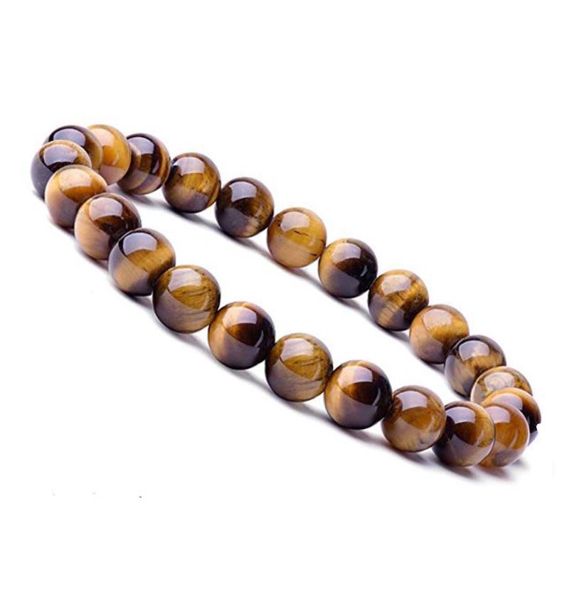 Natural Healing Stone Bracelets - Tiger Eye Precious Beaded Gemstone (7.5")