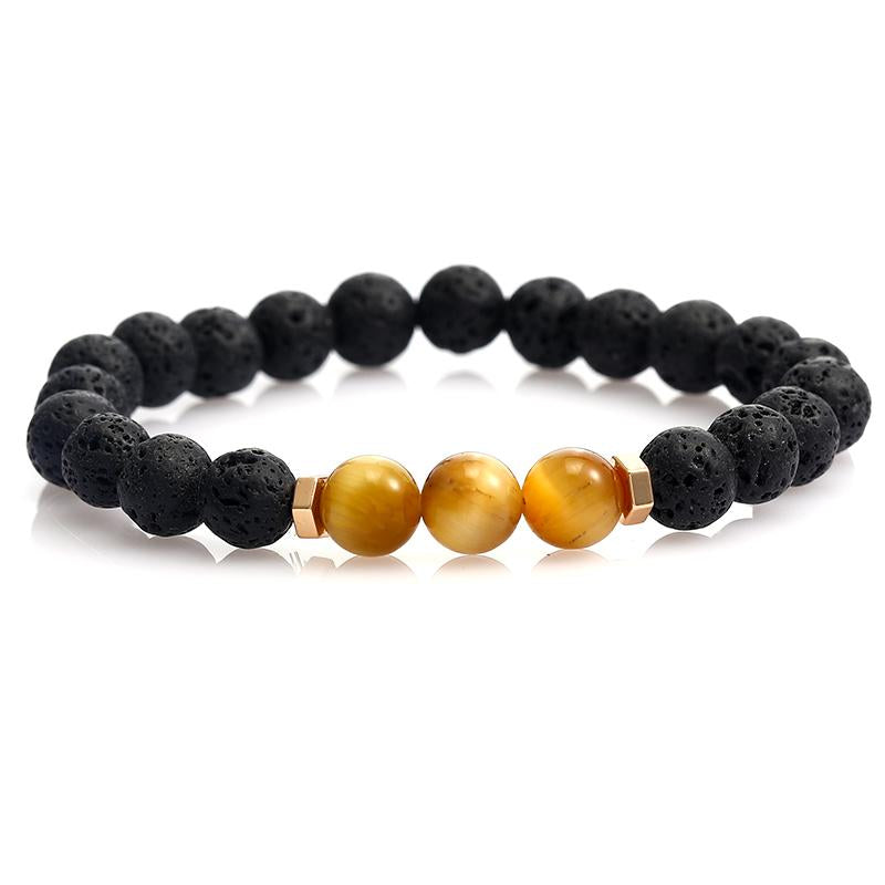 Volcanic Rock Lava Bead Bracelet - Moonstone Healing Stones (7.5")