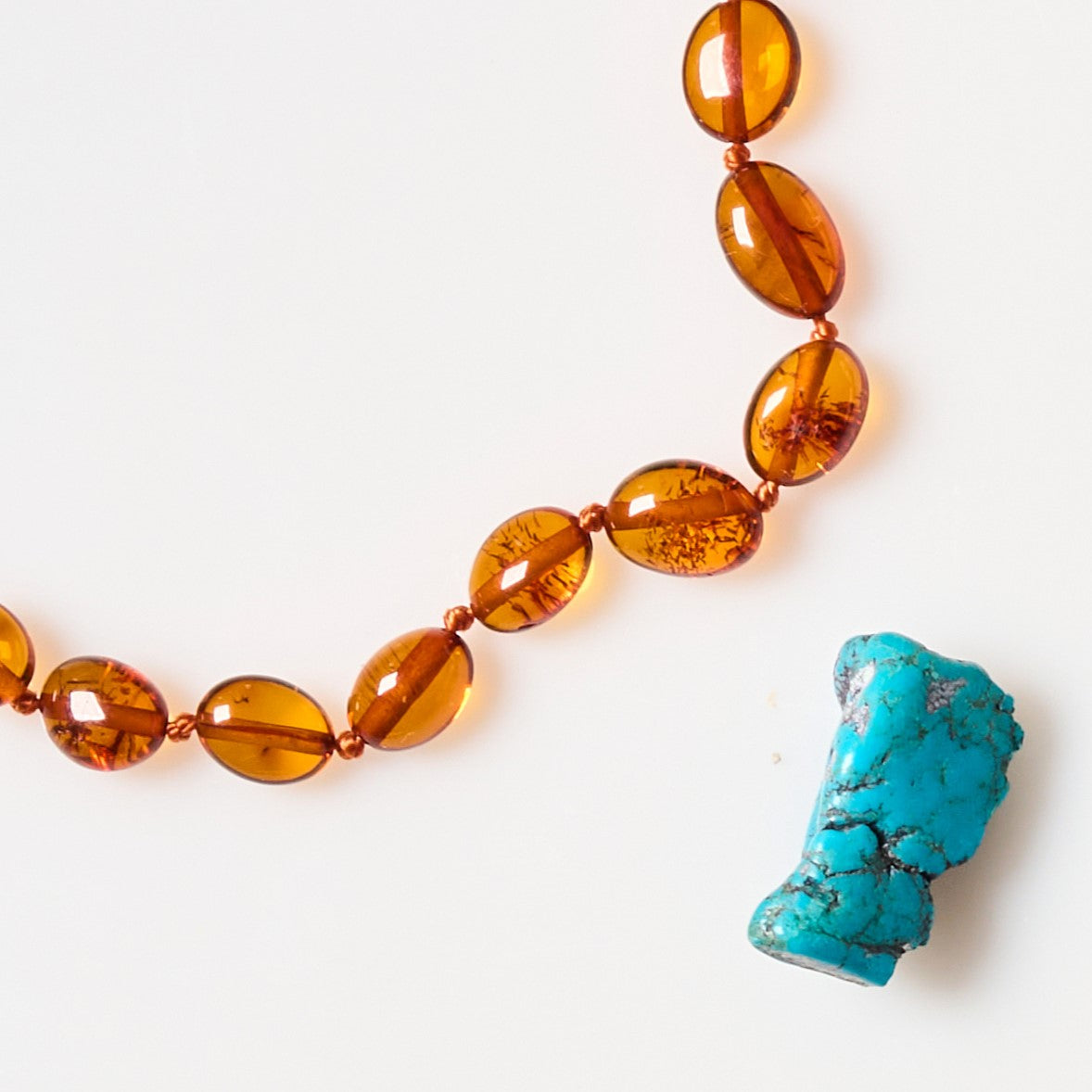 Baltic Amber Necklace - Cognac Beans - Children's