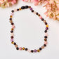 Baltic Amber Necklace - Smoky Rose Quartz + Amethyst - Children's