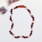 beaded amber necklace with healing amethyst and rose quartz gemstones