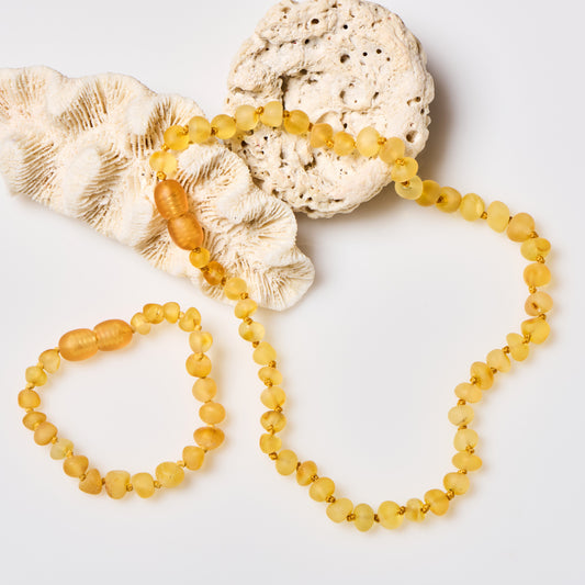 Children's Necklace + Bracelet Set - Raw Honey Amber