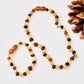 Children's Necklace + Bracelet Set - Raw Multicolor Amber