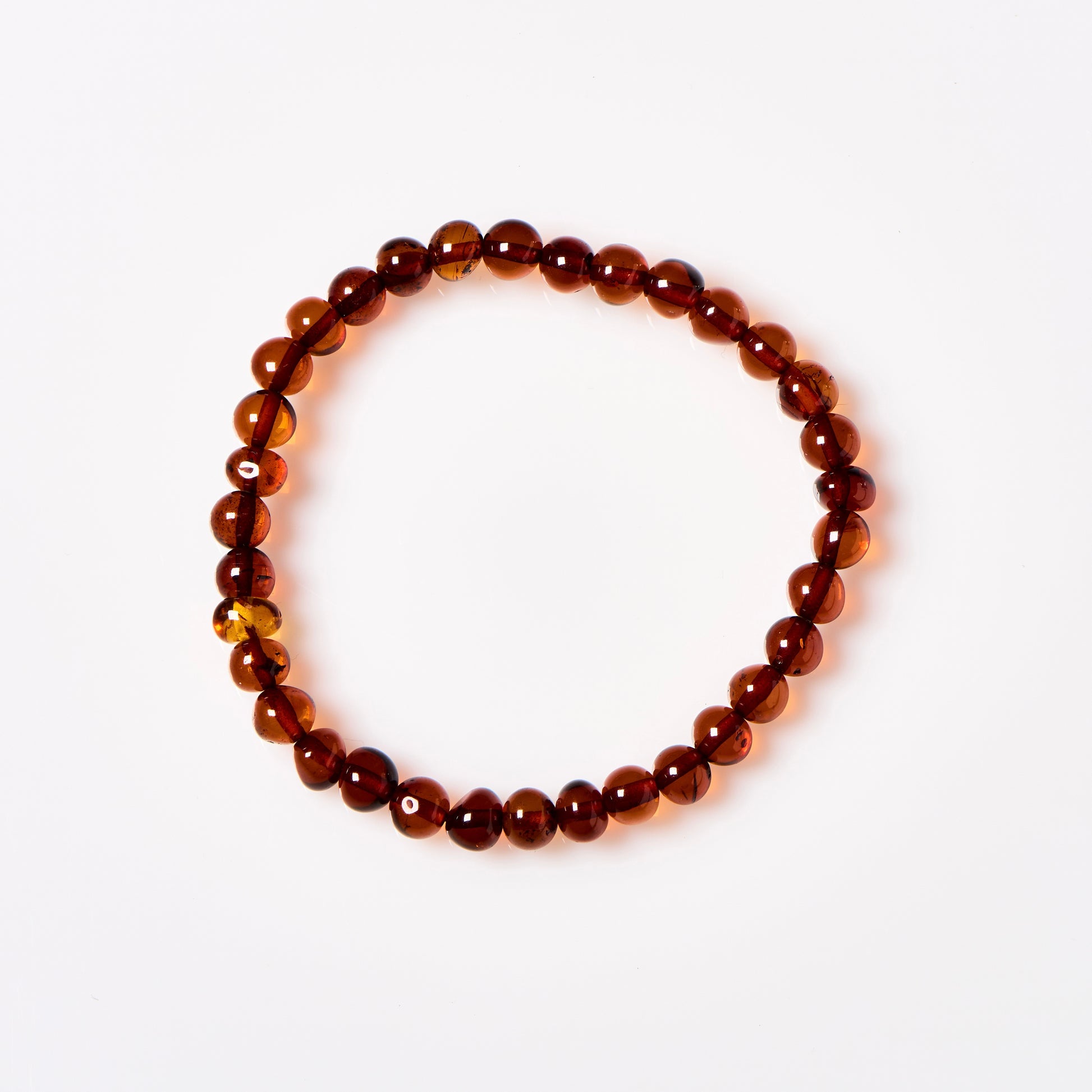 polished cognac Baltic amber beaded bracelet in an adult size