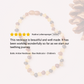 Raw baltic amber necklace with a five-star review on a light background