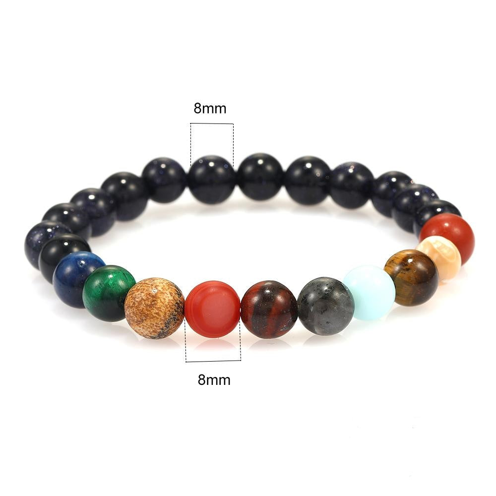Galaxy Stone Bead Yoga Chakra Bracelet (7") - Handmade With Love