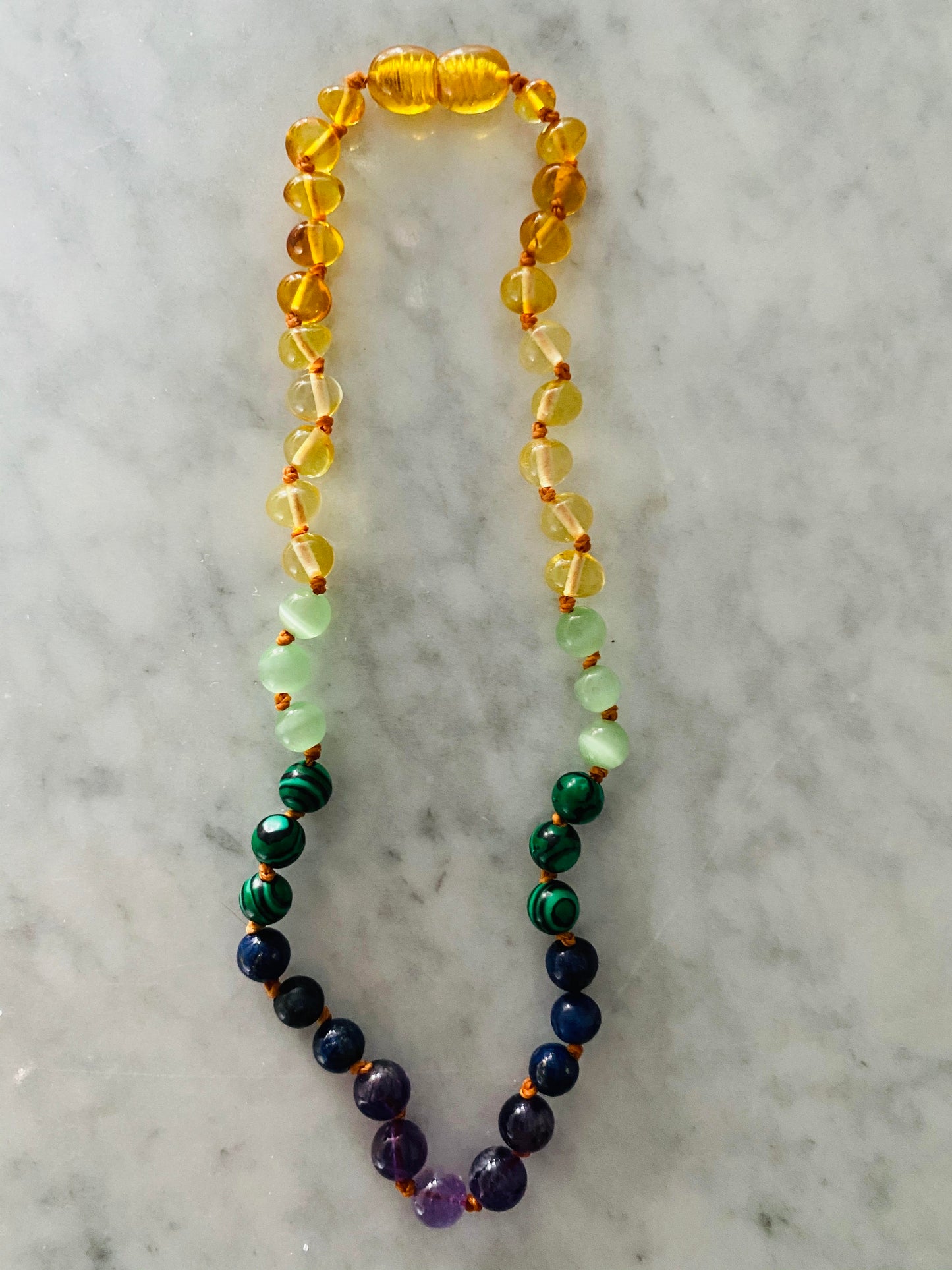 Baltic Amber Necklace - Rainbow Semi Precious - Children's