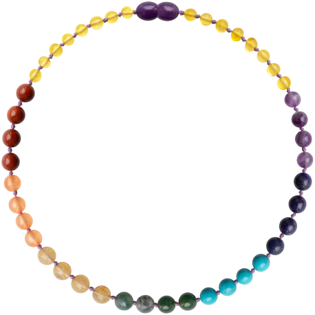 Baltic Amber + Gemstones Necklace - Honey Amber + Chakra Beads