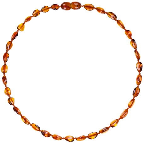 Baltic Amber Necklace - Polished Cognac Beans - Adult