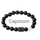 Capricorn Zodiac Bracelets - Black Onyx & White Jade Stone - Beaded Bracelets (Adults 8.5")