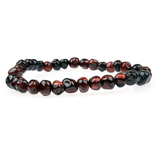 Adult Bracelet Pain Relief or Hormonal 7.5 inch Stretch - Maximum Amber Polished Cherry