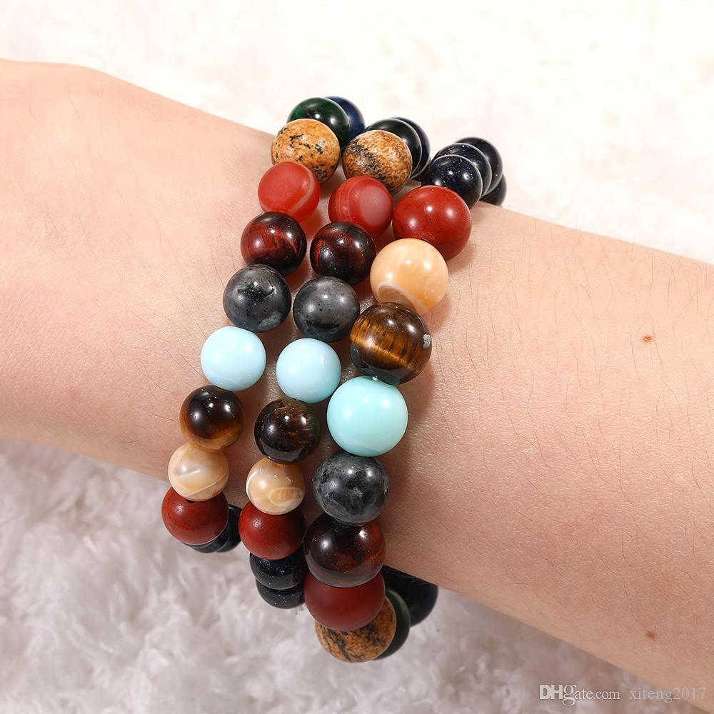7 Chakra & Black Obsidian Stone Beads With Tree Of Life Yoga Bracelet