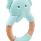 Baby Teething Toy (Mint) - Silicone Teether & Wooden Ring - Effective Pain Relief
