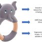 Baby Teething Toy (Grey) - Silicone Teether & Wooden Ring - Effective Pain Relief