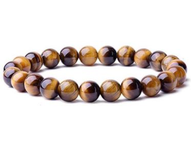 Natural Healing Stone Bracelets - Tiger Eye Precious Beaded Gemstone (7.5")
